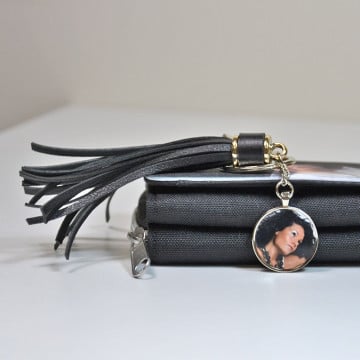 Porte clés personnalisable avec long plumeau noir