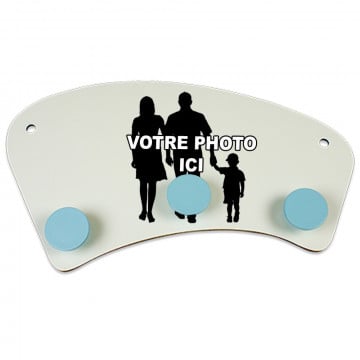Porte manteau enfant bleu personnalisé photo