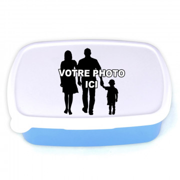 Boite repas bleue hermétique avec photo