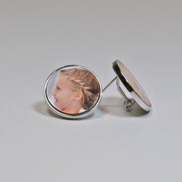 Boucles oreille ronde à clous avec photo