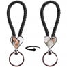 Porte clef coeur corde tressée noir personnalisée