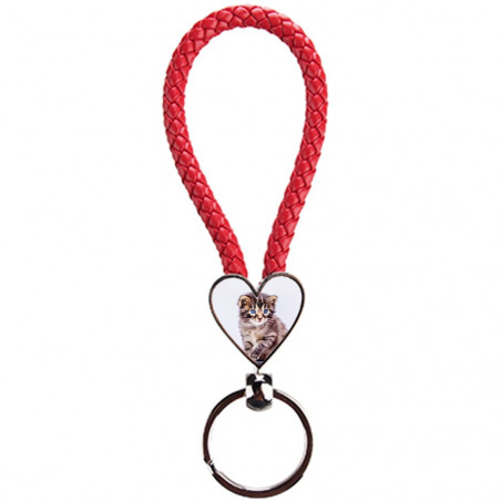 porte clé coeur personnalisé corde rouge
