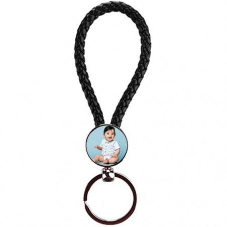 porte clé corde noir personnalisé photo