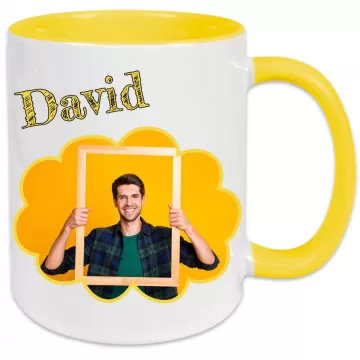 Mug intérieur et anse jaune personnalisable