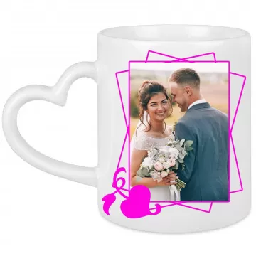 Mug personnalisé photo avec sa anse en forme de coeur