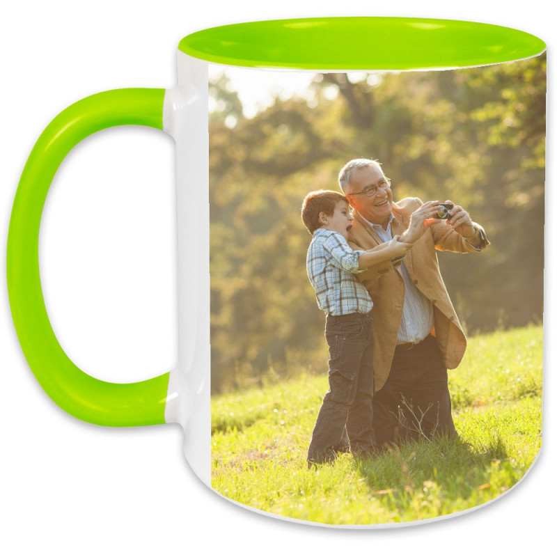 Mug anse et intérieur vert clair personnalisé