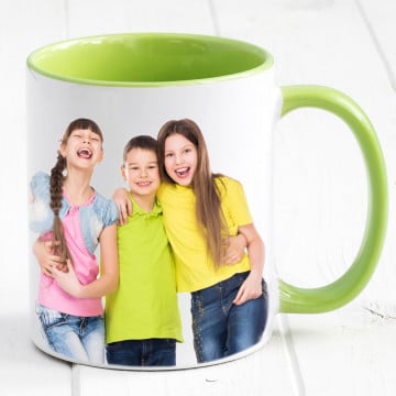 Mug photo avec anse et intérieur du mug en vert