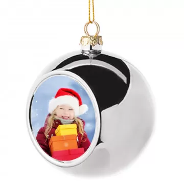 Boule sapin Noël argentée personnalisée photo