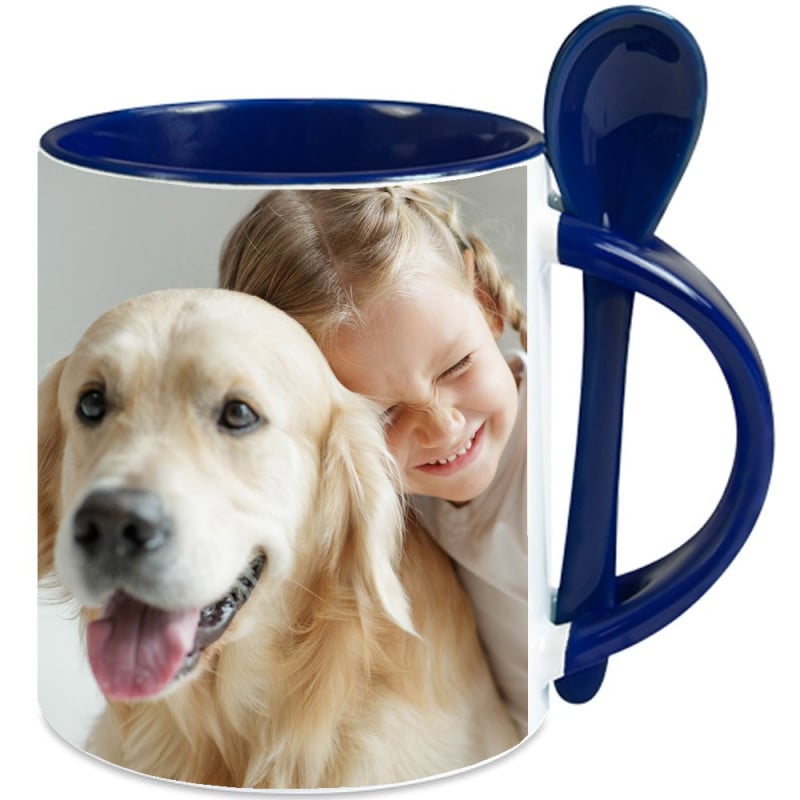 Mug cuillère bleu personnalisable