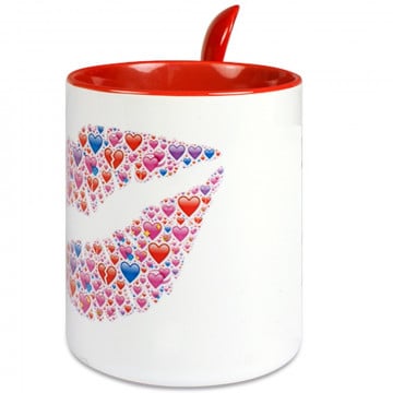 Mug personnalisé rouge doté d'une petite cuillère