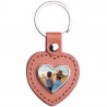 Porte clef cuir coeur brun personnalisé