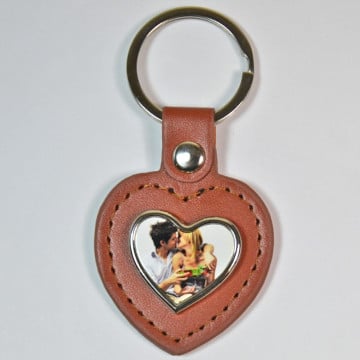 Porte clés coeur en cuir personnalisé