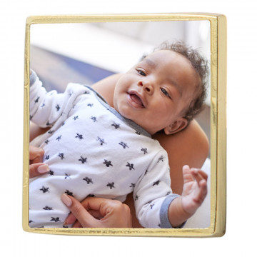 Pin's carré personnalisable photo - Pin's carré doré imprimé