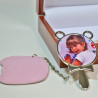 Miroir tissu rose ourson