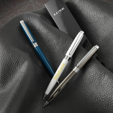 Stylo bille Luxe blanc gravé