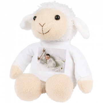 Peluche agneau blanche à personnaliser avec une photo