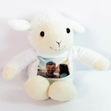 Peluche agneau blanche à personnaliser avec une photo