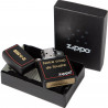 Briquet Zippo noir bord rouge gravé