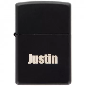 Briquet Zippo noir gravé