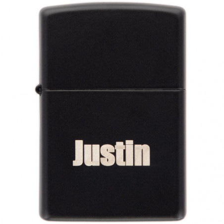 Briquet Zippo noir gravé