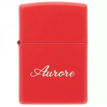 Briquet zippo rouge gravure texte