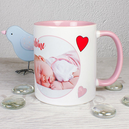 Mug rose personnalisé photo