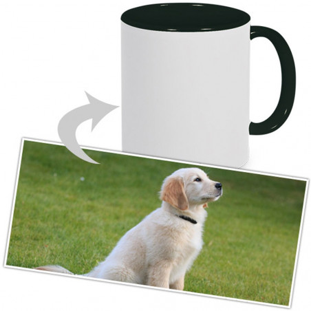 Mug noir personnalisable photo