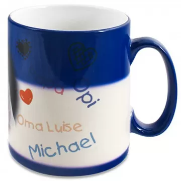 Mug magique bleu personnalisé photo