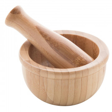 Mortier et pilon en bois de bambou
