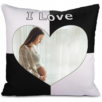 Coussin noir I Love à personnaliser