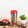 Mug thermos chromé et rouge