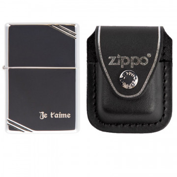 Briquet Zippo vintage avec pochette cuir