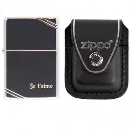 Briquet Zippo vintage avec pochette cuir