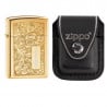 Briquet Zippo Venitian doré avec pochette cuir