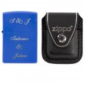 Briquet Zippo bleu avec pochette