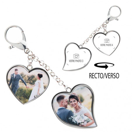 Porte clé double coeur 4 photos