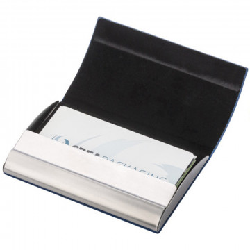 Etui cartes de visite bleu gravé