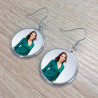 Boucle oreilles ronde personnalisable photo