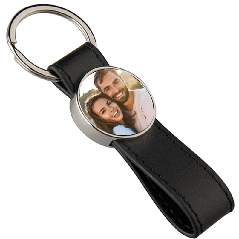 Porte clef cuir rond long personnalisé