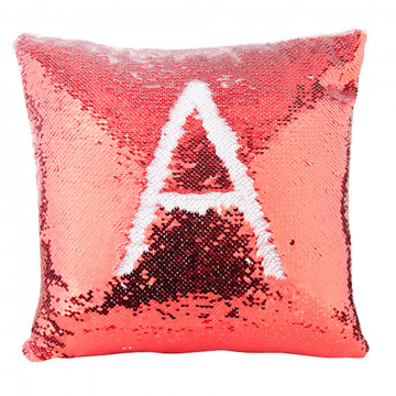 Coussin rouge sequins personnalisable