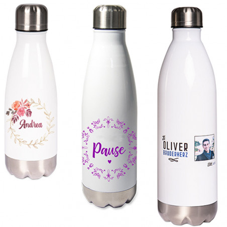 Bouteille thermos blanc imprimé