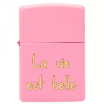 Briquet zippo rose gravure texte