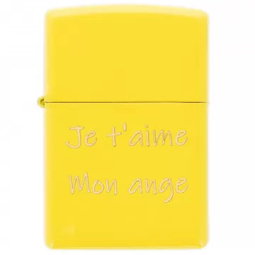 Briquet jaune Zippo texte gravé