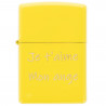 Briquet Zippo jaune gravé