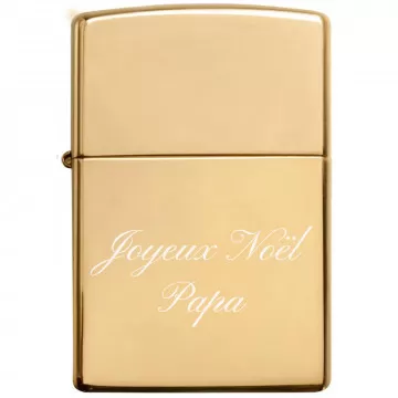 Briquet zippo doré avec texte gravé