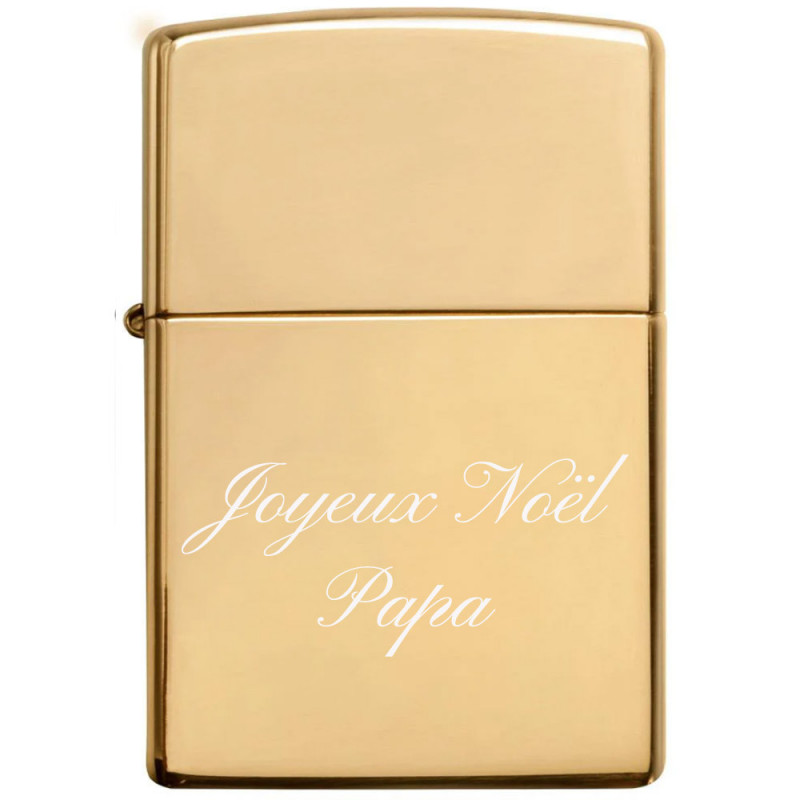 Briquet zippo doré avec texte gravé