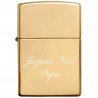 Briquet zippo doré avec texte gravé