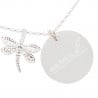 Collier libellule argent gravure texte