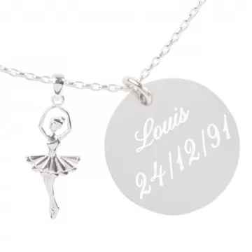 Collier avec son pendentif danseuse et son médaillon gravé