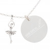 Collier danseuse argent gravure texte